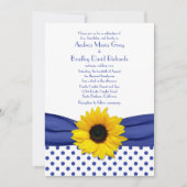 ひまわり王室のブルーホワイト水玉模様結婚ズ 招待状 (正面)