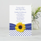 ひまわり王室のブルーホワイト水玉模様結婚ズ 招待状 (スタンド正面)