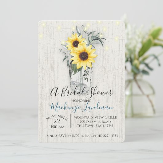 ひまわり瓶とストリングラ素朴イト結婚 招待状 (スタンド正面)