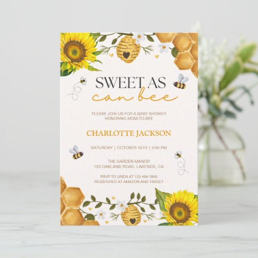 ひまわり甘いエイトビーベイビーシャワー招待状 招待状 (スタンド正面)