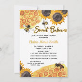 ひまわり甘いバビーハニービーベイビーシャワー 招待状 (正面)