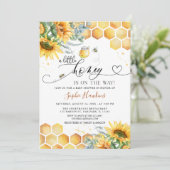 ひまわり甘い小さな蜂蜜ビーベイビーシャワー 招待状 (スタンド正面)