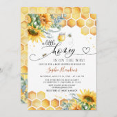ひまわり甘い小さな蜂蜜ビーベイビーシャワー 招待状 (正面/裏面)