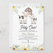 ひまわり男女兼用の聖牛の赤ちゃんシャワー 招待状 (正面)