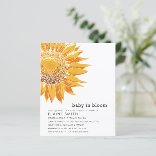 ひまわり男女兼用赤ちゃんシャワー招待状 (スタンド正面)
