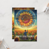 ひまわり画家誕生日フラットカード カード (正面/裏面インサイチュ)