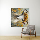 ひまわり畑で愛らしいアンゴラヤギ タペストリー (インサイチュ(横))