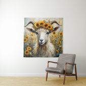 ひまわり畑で愛らしいアンゴラヤギ タペストリー (インサイチュ)