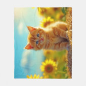 ひまわり畑で愛らしいジンジャーキッチン フリースブランケット (正面)