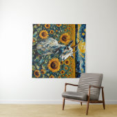 ひまわり畑で愛らしいヤギ タペストリー (インサイチュ(横))