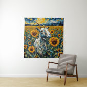 ひまわり畑で愛らしいヤギ タペストリー (インサイチュ)