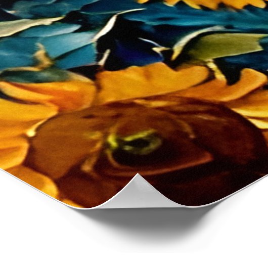 ひまわり畑で愛らしいヤギ ポスター (角)