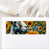 ひまわり畑で愛らしいヤギ ラベル (インサイチュ)