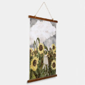 ひまわり畑に幽霊が残って… 吊り下げ型タペストリー (傾斜あり)