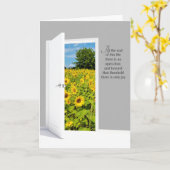 ひまわり畑のある開いたドア カード (黄色い花)