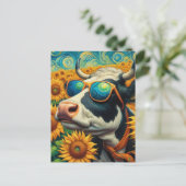 ひまわり畑のひまがしに入った牛 ポストカード (スタンド正面)