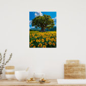 ひまわり畑のオリーブの木 ポスター (キッチン)