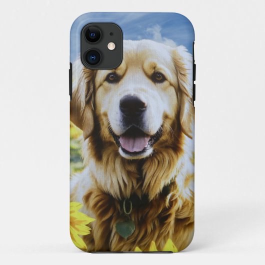 ひまわり畑のゴールデンレトリバー Case-Mate iPhoneケース (裏面)