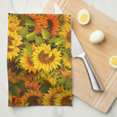 ひまわり畑のパターン キッチンタオル (四つ折り)