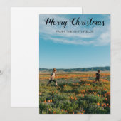 ひまわり畑の家族のクリスマス シーズンカード (正面/裏面)