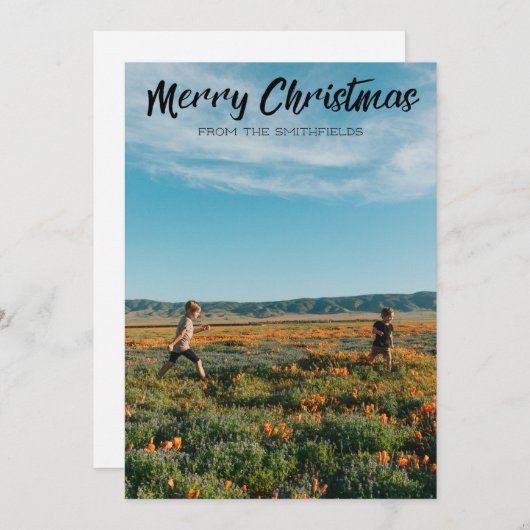 ひまわり畑の家族クリスマス シーズンカード (正面/裏面)