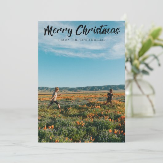 ひまわり畑の家族クリスマス シーズンカード (スタンド正面)