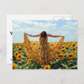 ひまわり畑の少女 ポストカード (正面/裏面)