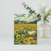 ひまわり畑の羊 ポストカード (スタンド正面)