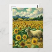 ひまわり畑の羊 ポストカード (正面/裏面)