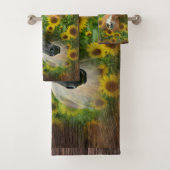 ひまわり畑の美しい馬手洗い布 バスタオルセット (インサイチュ)