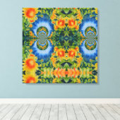 ひまわり畑を永遠に、レトロな太陽の花 キャンバスプリント (インサイチュ (ウッドフロア))