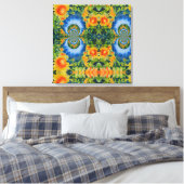ひまわり畑を永遠に、レトロな太陽の花 キャンバスプリント (インサイチュ (寝室))
