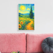 ひまわり畑を通る鮮やかひまわり道 キャンバスプリント (インサイチュ (リビング))