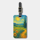 ひまわり畑を通る鮮やかひまわり道 ラゲッジタグ (正面縦)