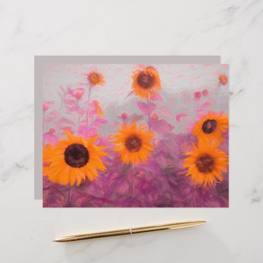 ひまわり畑イエローオレンジパープル秋 (正面/裏面インサイチュ)