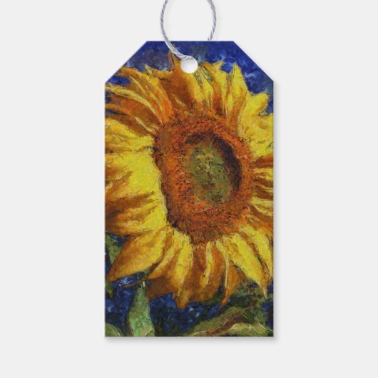 ひまわり畑カラフル芸術的スタイル ギフトタグ (正面)