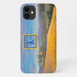 ひまわり畑トスカーナ絵画のモノグラム iPhone 11 ケース