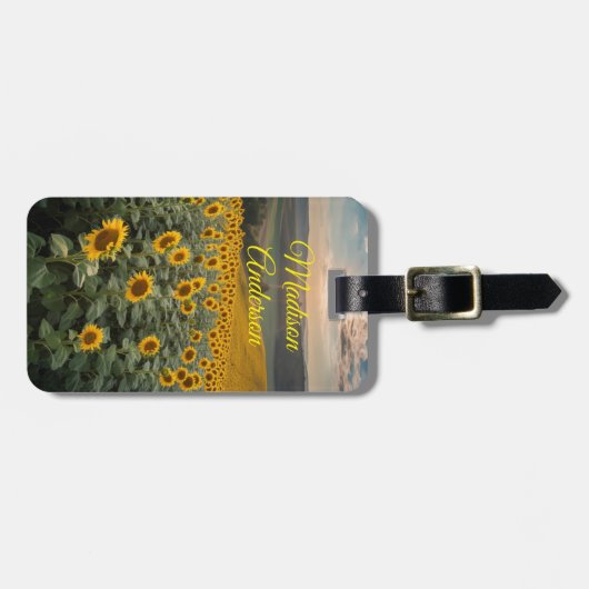 ひまわり畑パーソナライズされた荷物 ラゲッジタグ (正面横)