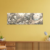 ひまわり畑レトロペンシル絵画スケッチアート キャンバスプリント (インサイチュ (リビング))