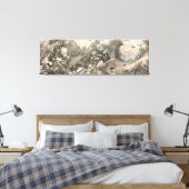 ひまわり畑レトロペンシル絵画スケッチアート キャンバスプリント (インサイチュ (寝室))