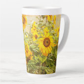 ひまわり畑ヴィンテージアンティーク黄フローラ カフェラテマグ (右アングル)