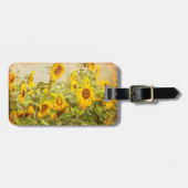 ひまわり畑ヴィンテージアンティーク黄フローラ ラゲッジタグ (正面横)