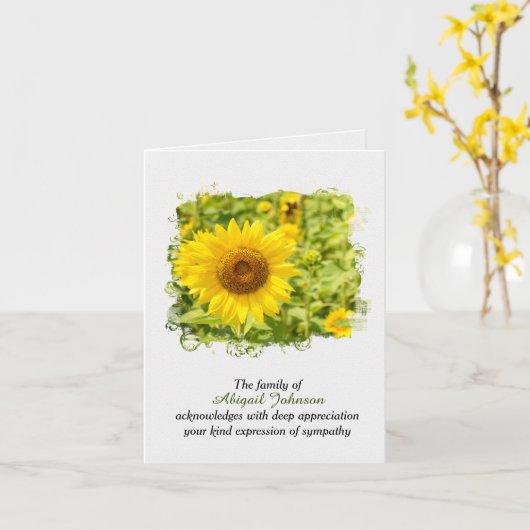 ひまわり畑悔やみや弔慰サンキューカード カード (黄色い花)