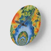 ひまわり畑永遠 ラウンド壁時計 (傾斜)