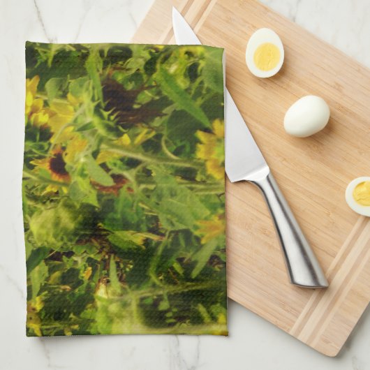 ひまわり畑 キッチンタオル (四つ折り)