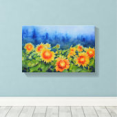 ひまわり畑 キャンバスプリント (インサイチュ (ウッドフロア))