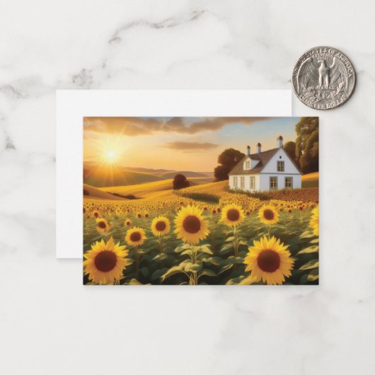 ひまわり畑 ノートカード (正面/裏面インサイチュ)