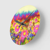 ひまわり畑 ラウンド壁時計 (傾斜)