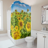 ひまわり畑、夏の晴れた日。 シャワーカーテン (インサイチュ)