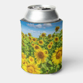 ひまわり畑、夏の晴れた日。 缶クーラー (缶裏面)